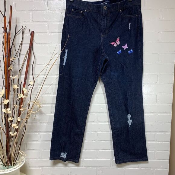 Charter Club Denim - Charter Club Comfort Waist Distressed Butterfly